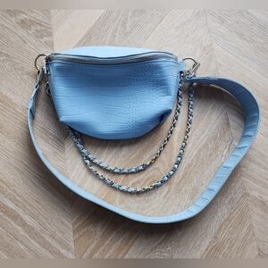 Great Light Blue Croc-Embossed Steve Madden Belt Or Shoulder Bag